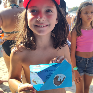 Girl in Cattolica with her Letter from the Ocean.